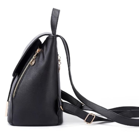 Black School Supplies Backpack Female PU Leather Backpack Japanese Street Bag Wo